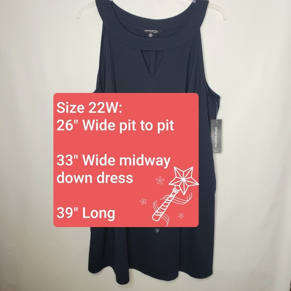 Sharagano Dress Sleeveless Navy Stretch Keyhole w/ Pockets A-Line Plus 22W NWT - Picture 6 of 14